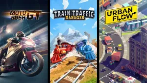 Moto Rush GT + Urban Flow + Train Traffic Manager