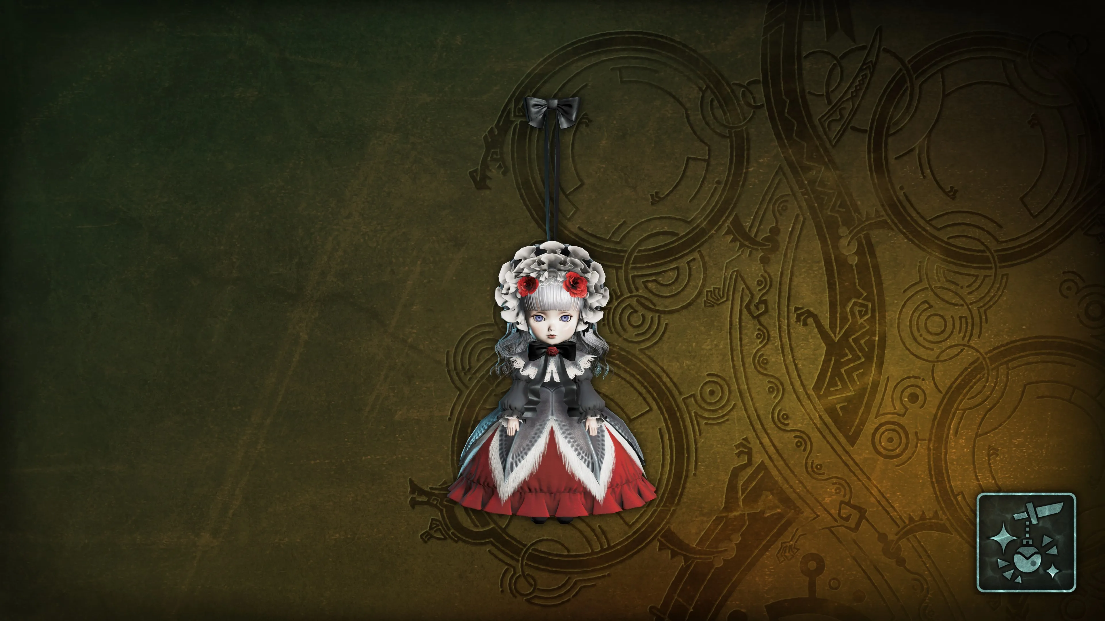 Подвеска: кукла в лала-платье (красн.)