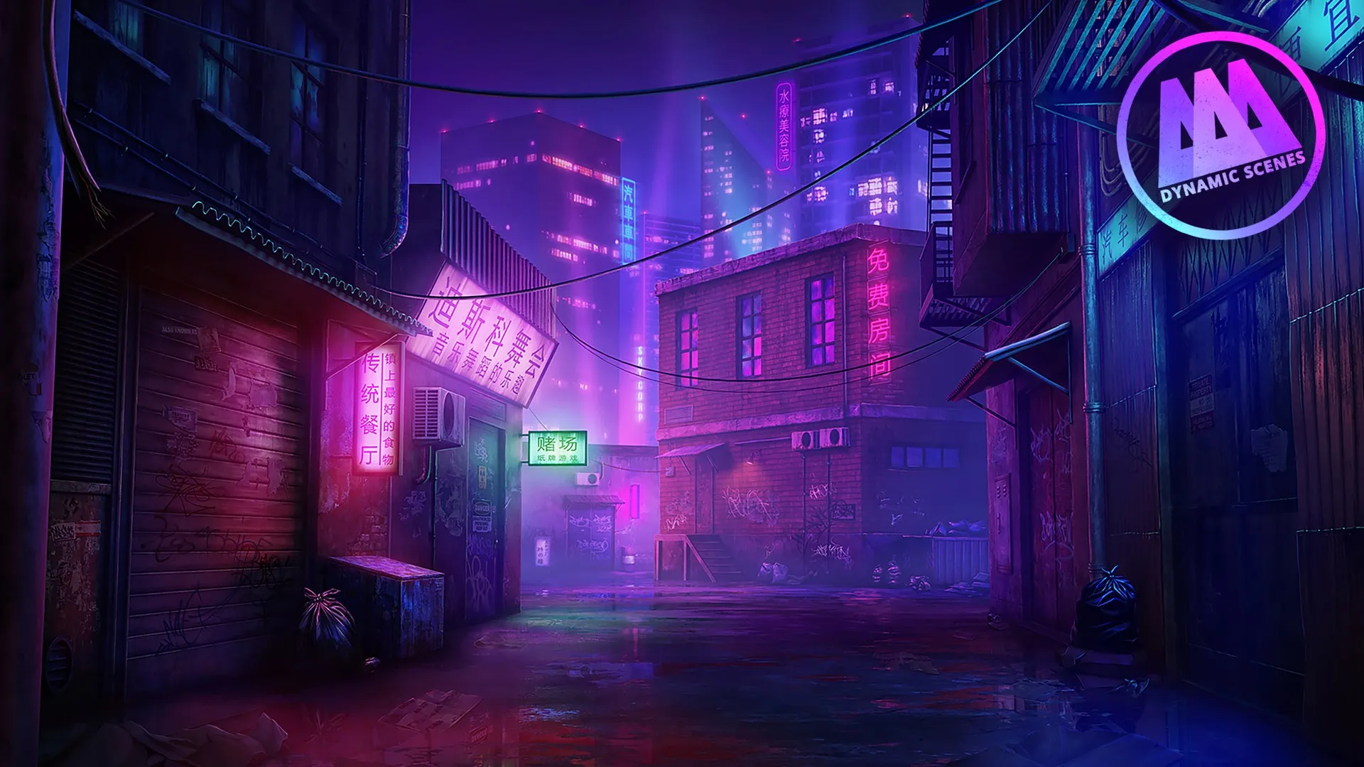 AAA Dynamic Scenes - Neon Metropolis Alley Dynamic Scene