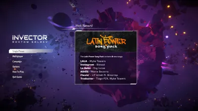 Invector: Rhythm Galaxy - Latin Power Song Pack — скриншот 1