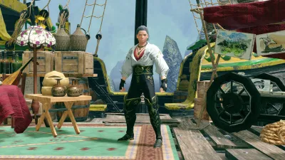 Многослойные доспехи для охотника "Сапоги с ласточкой" — скриншот 3