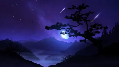 AAA Dynamic Scenes - Lonely Night Tree Dynamic Scene — скриншот 1