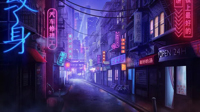 AAA Dynamic Scenes - Cyber Chinatown Alley Dynamic Scene — скриншот 1