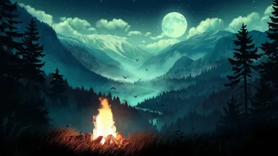 AAA Dynamic Scenes - Valley Under Moonlight Dynamic Scene — скриншот 1